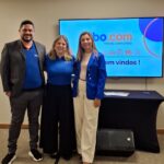 Erica Cunha, do Visit Orlando, ao lado de Valterino Mota e Kelly Rizzo, da TBO